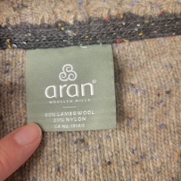 Aran Mills half-zip Irish Lambs Wool Men's Sweater Size XXL - Picture 4 of 9